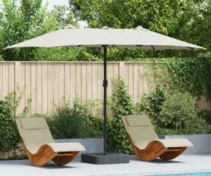 vidaXL Parasol de Grădină Nisipiu 385 x 209 x 244 cm țesătură