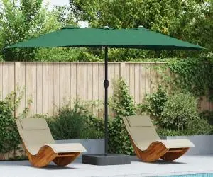 vidaXL Parasol de Grădină Verde 385 x 209 x 244 cm țesătură