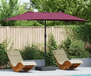 vidaXL Parasol de Grădină Roșu bordo 385 x 209 x 244 cm țesătură
