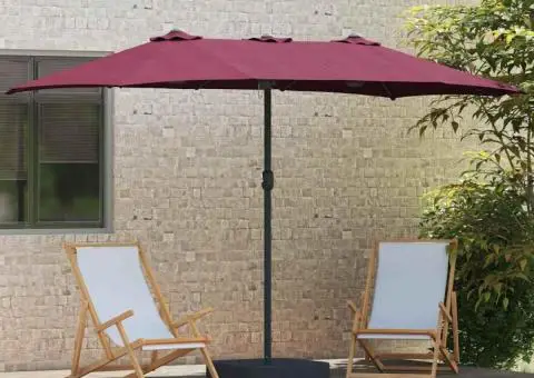 Parasol de Grădină Roșu bordo 385 x 209 x 244 cm țesătură - 3/5