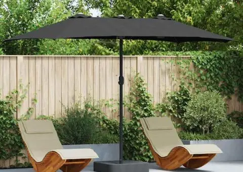 Parasol de Grădină Negru 385 x 209 x 244 cm țesătură - 1/5