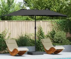 vidaXL Parasol de Grădină Negru 385 x 209 x 244 cm țesătură