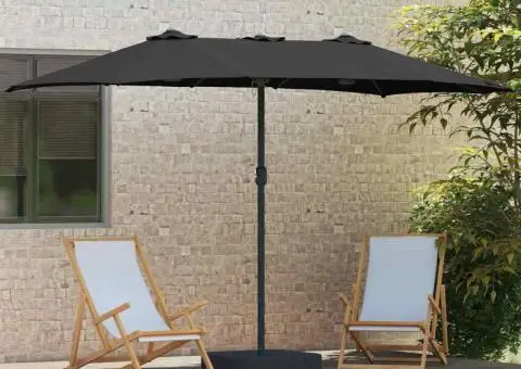 Parasol de Grădină Negru 385 x 209 x 244 cm țesătură - 3/5