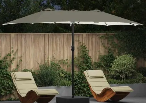 Parasol de Grădină Nisipiu 385 x 209 x 244 cm țesătură - 1/5