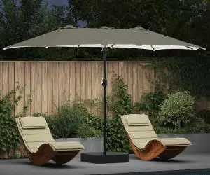 vidaXL Parasol de Grădină Nisipiu 385 x 209 x 244 cm țesătură