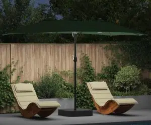 vidaXL Parasol de Grădină Verde 385 x 209 x 244 cm țesătură
