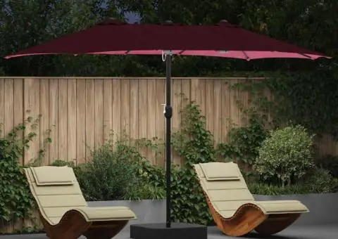 Parasol de Grădină Roșu bordo 385 x 209 x 244 cm țesătură - 1/5