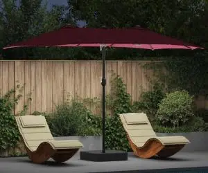vidaXL Parasol de Grădină Roșu bordo 385 x 209 x 244 cm țesătură