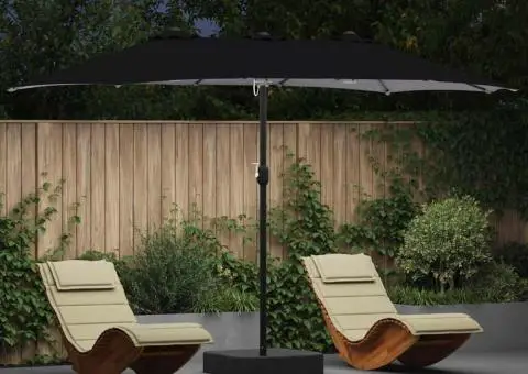 Parasol de Grădină Negru 385 x 209 x 244 cm țesătură - 1/5