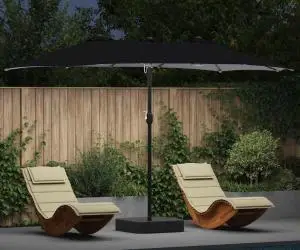 vidaXL Parasol de Grădină Negru 385 x 209 x 244 cm țesătură