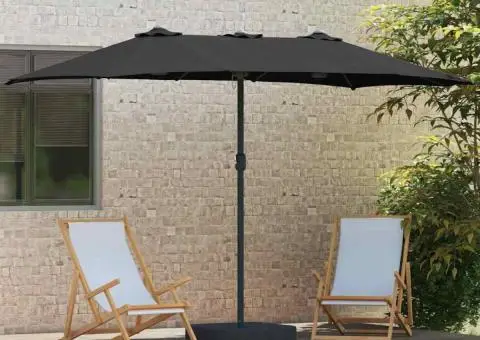 Parasol de Grădină Negru 385 x 209 x 244 cm țesătură - 3/5
