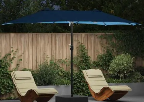 Parasol de Grădină albastru 385 x 209 x 244 cm țesătură - 1/5