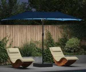 vidaXL Parasol de Grădină albastru 385 x 209 x 244 cm țesătură