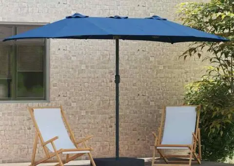 Parasol de Grădină albastru 385 x 209 x 244 cm țesătură - 3/5