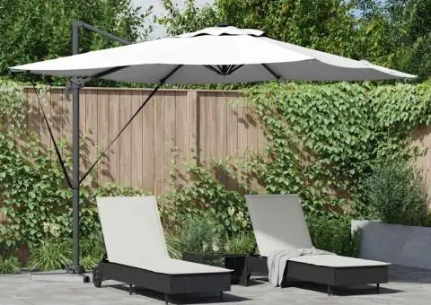 Umbrela Cantilever Roma cu LED-uri solare - Bej - 286 x 285 x 270 cm - Aluminiu - 1/5