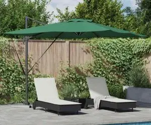 vidaXL Umbrela Parasol Roma Cantilever cu LED-uri - Verde, 286 x 285 x 270 cm din Aluminiu