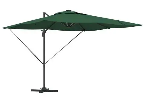 Umbrela Parasol Roma Cantilever cu LED-uri - Verde, 286 x 285 x 270 cm din Aluminiu - 2/5