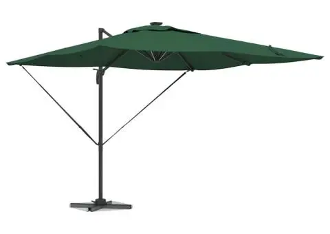 Umbrela Parasol Roma Cantilever cu LED-uri - Verde, 286 x 285 x 270 cm din Aluminiu - 3/5