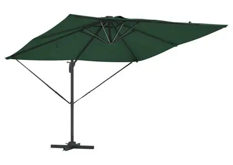 Umbrela Parasol Roma Cantilever cu LED-uri - Verde, 286 x 285 x 270 cm din Aluminiu - 4/5