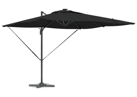 Umbrela de soare Cantilever Roma cu LED-uri - Negru, 286 x 285 x 270 cm, din Aluminiu - 3/5