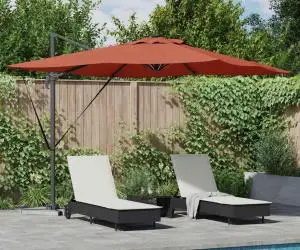 vidaXL Umbrela de soare Roma Cantilever cu LED-uri în Terracotta - 286 x 285 x 270 cm, din aluminiu.