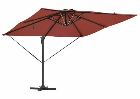 Umbrela de soare Roma Cantilever cu LED-uri în Terracotta - 286 x 285 x 270 cm, din aluminiu. - 4/5