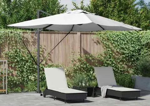 Umbrela Cantilever Roma de la cu LED-uri, Bej, 352 x 251 x 265 cm, din aluminiu - 1/5