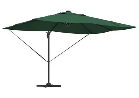 Umbrela Roma Cantilever cu LED-uri, verde, 352 x 251 x 265 cm, din aluminiu - 2/5