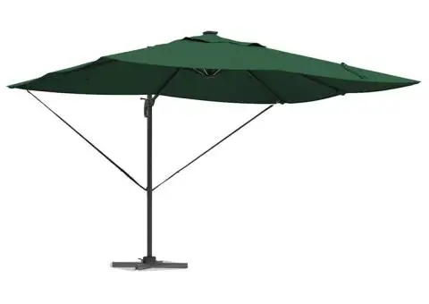 Umbrela Roma Cantilever cu LED-uri, verde, 352 x 251 x 265 cm, din aluminiu - 3/5