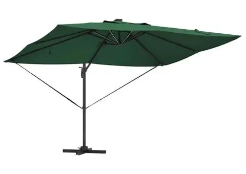 Umbrela Roma Cantilever cu LED-uri, verde, 352 x 251 x 265 cm, din aluminiu - 4/5