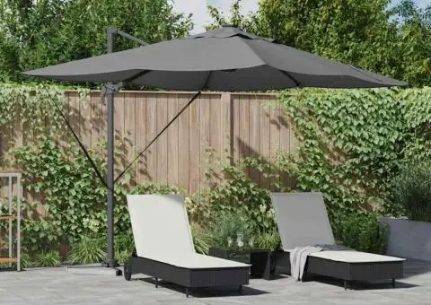 Umbrela cantilever Roma cu LED-uri antracit de 352x251x265 cm, din aluminiu - 1/5
