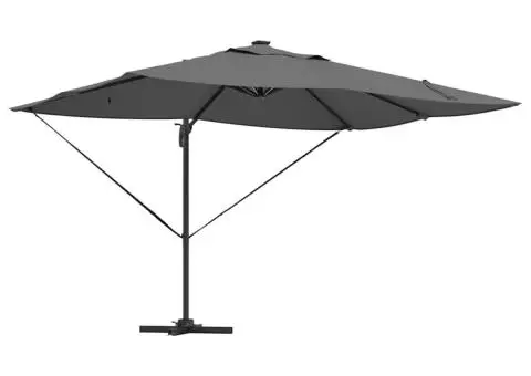 Umbrela cantilever Roma cu LED-uri antracit de 352x251x265 cm, din aluminiu - 2/5