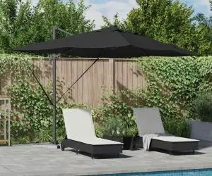 vidaXL Umbrela Cantilever Roma de la cu LED-uri, neagră, 352 x 251 x 265 cm, din aluminiu