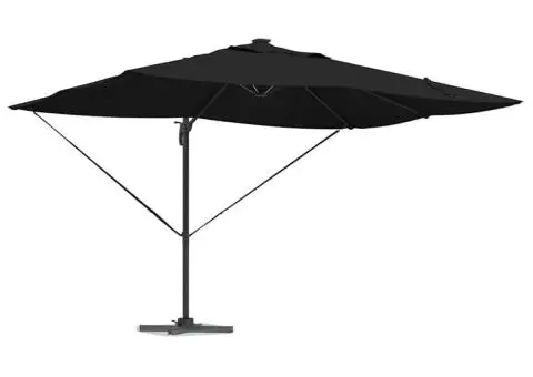 Umbrela Cantilever Roma de la cu LED-uri, neagră, 352 x 251 x 265 cm, din aluminiu - 3/5