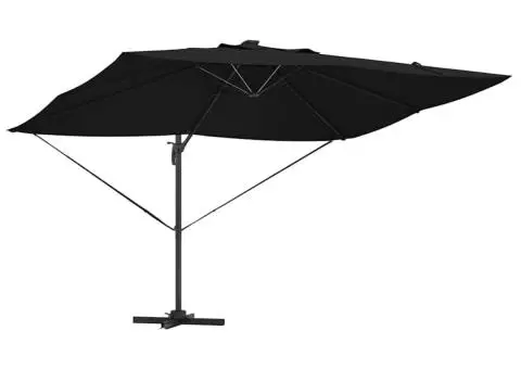 Umbrela Cantilever Roma de la cu LED-uri, neagră, 352 x 251 x 265 cm, din aluminiu - 4/5
