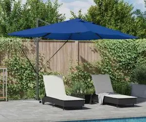 vidaXL Umbrela Cantilever Roma cu LED-uri Albastru Azur – 352x251x265 cm, din aluminiu