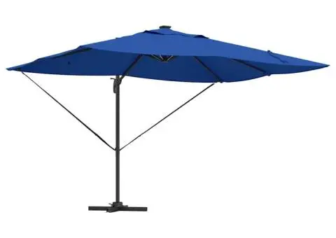 Umbrela Cantilever Roma cu LED-uri Albastru Azur – 352x251x265 cm, din aluminiu - 2/5