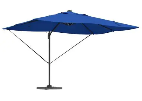 Umbrela Cantilever Roma cu LED-uri Albastru Azur – 352x251x265 cm, din aluminiu - 3/5