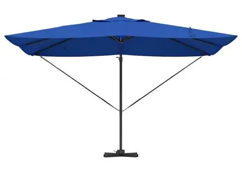 Umbrela Cantilever Roma cu LED-uri Albastru Azur – 352x251x265 cm, din aluminiu - 5/5