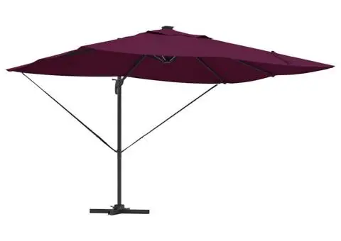 Umbrela Cantilever Roma cu LED-uri roșu bordeaux, 352 x 251 x 265 cm, din aluminiu - 2/5