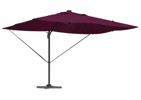 Umbrela Cantilever Roma cu LED-uri roșu bordeaux, 352 x 251 x 265 cm, din aluminiu - 3/5