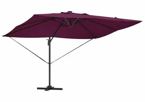 Umbrela Cantilever Roma cu LED-uri roșu bordeaux, 352 x 251 x 265 cm, din aluminiu - 4/5