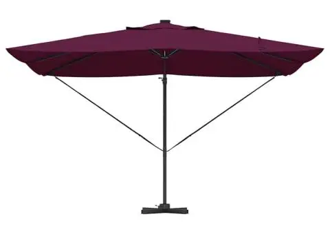 Umbrela Cantilever Roma cu LED-uri roșu bordeaux, 352 x 251 x 265 cm, din aluminiu - 5/5