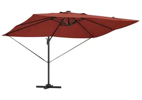 Umbrela Cantilever Roma de la cu LED-uri Terracotta 352x251x265 cm din aluminiu - 4/5
