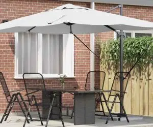 Umbrela parasol Roma cantilever bej 352x251x260 cm din aluminiu