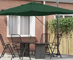 Parasol cantilever Roma verde 352x251x260 cm din aluminiu