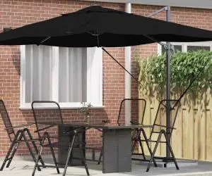 Parasol cantilever Roma negru 352x251x260 cm din aluminiu