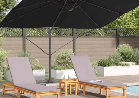 Parasol cantilever Roma negru 352x251x260 cm din aluminiu - 4/5