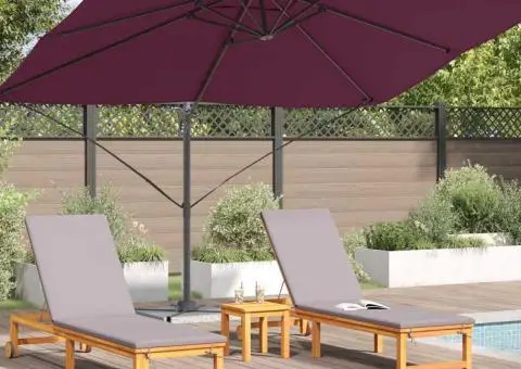 Parasol cantilever Roma , roșu Bordeaux, 352x251x260 cm, din aluminiu - 4/5