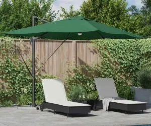 vidaXL Parasol cantilever Roma verde cu LED-uri, dimensiuni 352x251x265 cm, din aluminiu.